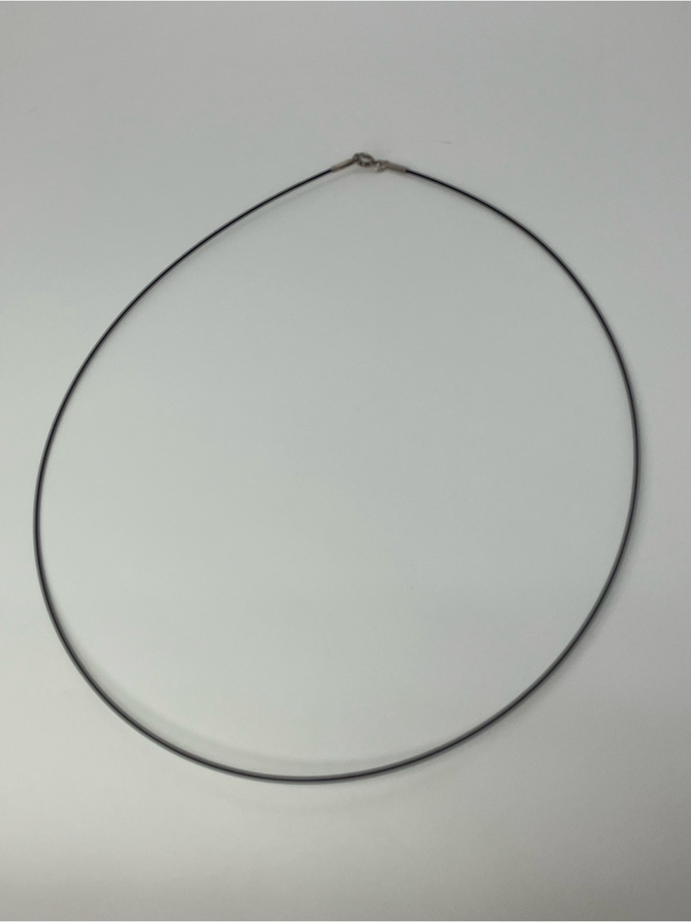 925 Sterling Silver Clasp Minimalist Black Coated Wire Metal Cord Necklace 19” - Picture 2 of 7